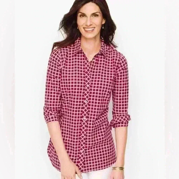 Talbots Petite Woodland Berry XL Plaid Button Down - Picture 10 of 10